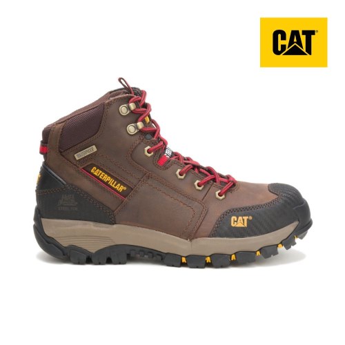 CAT Navigator Mid Waterproof Steel Toe Men's Work Boots Brown (AU F-980) Australia